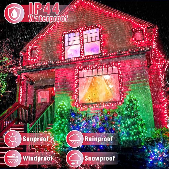 100FT 300 LED Christmas Lights Outdoor, Plug in Christmas String Lights Indoor, Waterproof & 8 Modes & Timer Function, Connectable Fairy Twinkle Light for House Classroom Patio Wedding Decor, Red