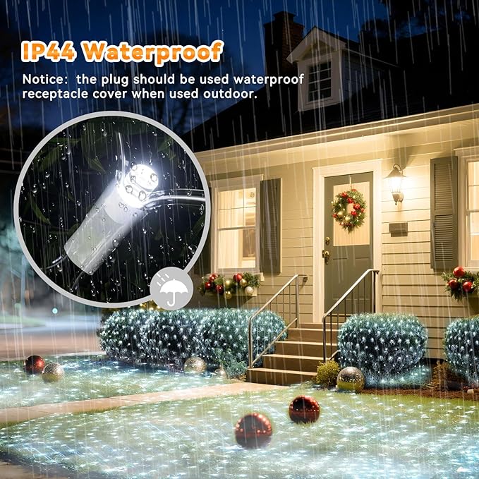 LitHome 300 LED 14.8ft x 5ft Outdoor Christmas Net Lights, Connectable Mesh Fairy String Lights with 8 Modes,Waterproof Plug in Mesh Lights for Bushes, Garden, Backyard, Holiday, Christmas(White)