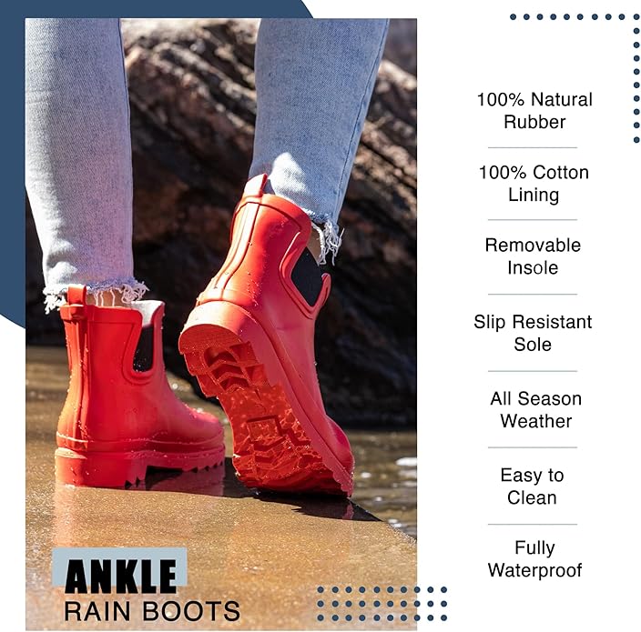 NORTY - Womens Ankle Rain Boots - Ladies Waterproof Winter Spring Garden Boot runs ½ size large