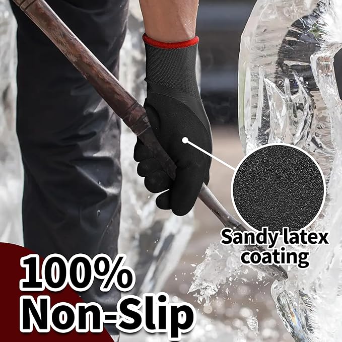 Schwer 2 Pairs Waterproof Winter Work Gloves, ANSI A2 Cut Resistant Freezer Gloves for Outdoor Cold Weather Keep Hands Warm, Thermal Insulated Gloves for Shoveling Snow, Ice Fishing, Super Grip, XL