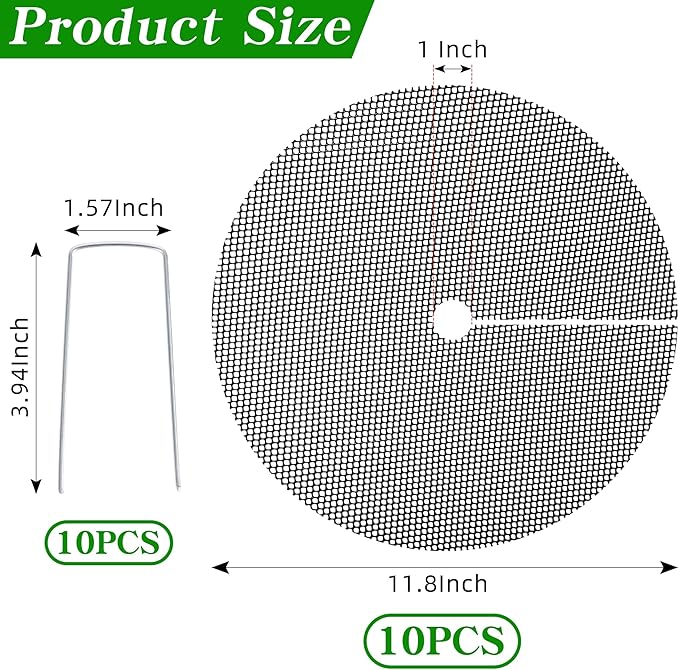 10 Pcs 11.8 Inch Plant Pot Cover Plant Pot Grid Plant Soil Covering for Indoor Plants Plant Protectors from Animals Cuttable Plant Soil Cover with 10 Metal Stakes
