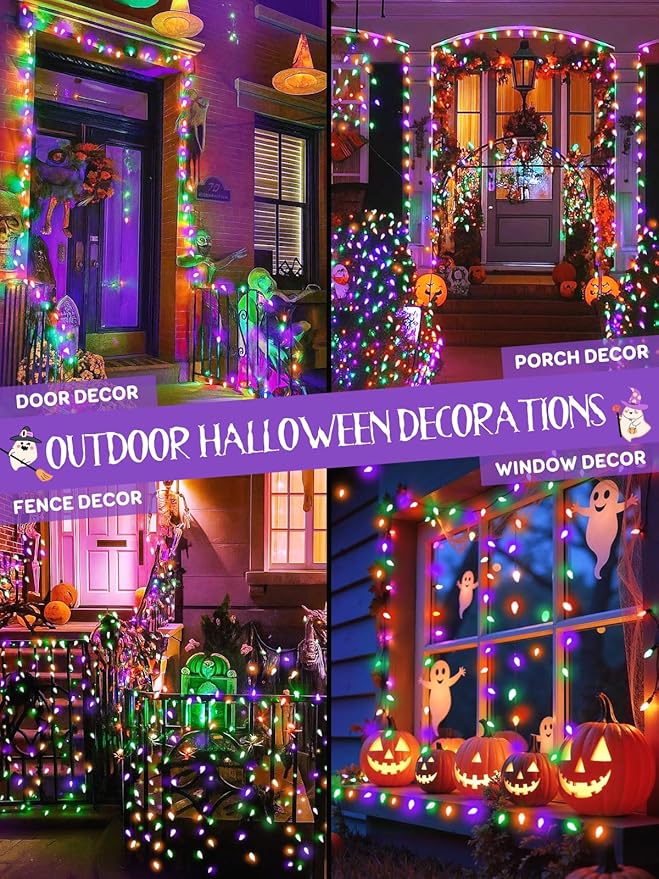 Upgraded 250 LED C6 Connectable Halloween String Lights, 82FT Orange Purple and Green Lights, Waterproof Fairy Twinkle Light Plug in with 13 Modes & Timer for Outdoor Indoor Halloween Decorations