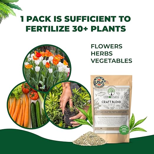 BuildASoil Fertilizer for Vegetable Garden and Ogranic Plant Food | Hand-Crafted Organic Fertilizer with 15 Premium Ingredients | Ensures Larger Plants and More Fragrant Flowers (44 LB - Large Bag)