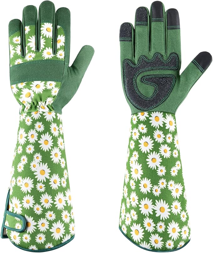 Gardening Gloves for Women Rose Pruning Thorn Proof Breathable Touchscreen Garden Gloves Long Forearm Protection Gauntlet Adjustable Flexible Working Gloves(Green, M)