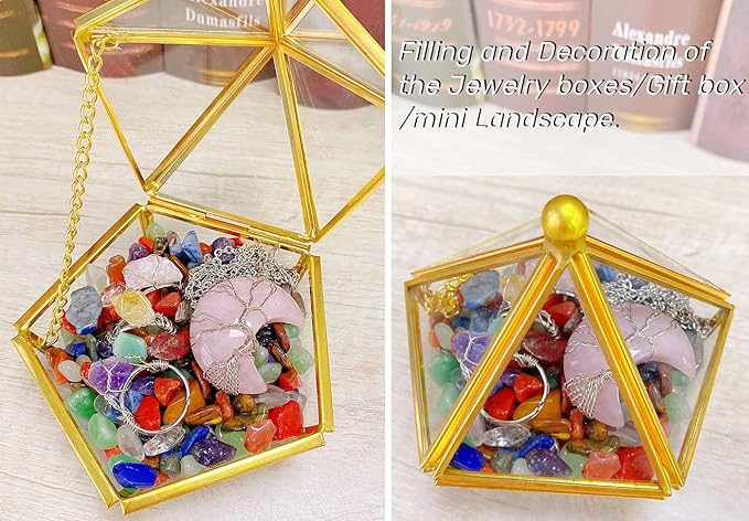 7 Chakra Mixed Crystal Polished Aquarium Gravel Stones Tumbled Stone Rocks Colorful Crushed Reiki Healing Crystals Quartz Home Betta Fish Tank Succulent Vase Filler Landscape Bottom Ornament 0.55lbs