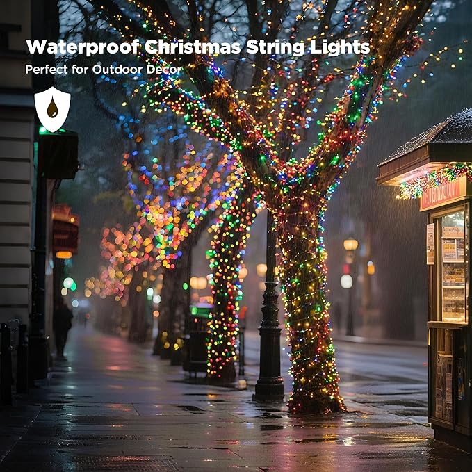 WBao Christmas Lights Indoor Outdoor 500LED 174ft, Super Bright LED Christmas String Lights with UL Certified, 8 Lighting Modes, Timer, Memory & Waterproof for Trees, Patio, Party Decor, Multicolor