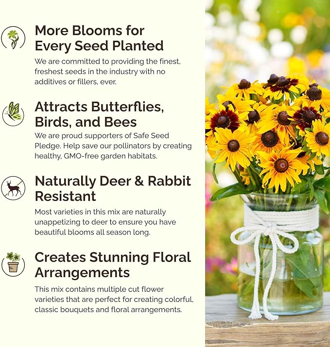 Eden Brothers Daisy Crazy Flower Mixed Seeds for Planting, 5 lb, 2,400,000+ Seeds with Creeping, Painted, Yellow Daisy | Attracts Pollinators, Plant in Spring or Fall, Zones 3, 4, 5, 6, 7, 8, 9, 10