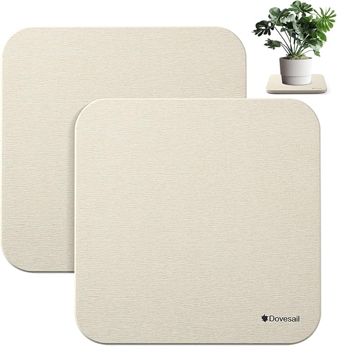 Plant Saucer, 8" Instantly Dry Diatomaceous Earth Stone Prevents Moisture Buildup, Flower Plant Tray Pot Saucer Keep Counter and Floors Dry and Clean (2 Pack) -Light Grey