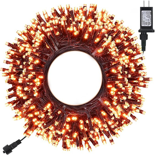 Toodour Halloween Orange Lights, 131ft 350 LED Plug in String Lights with 8 Modes and Timer, Connectable, Waterproof Halloween Outdoor Lights for Home, Party, Garden,Holiday Decorations