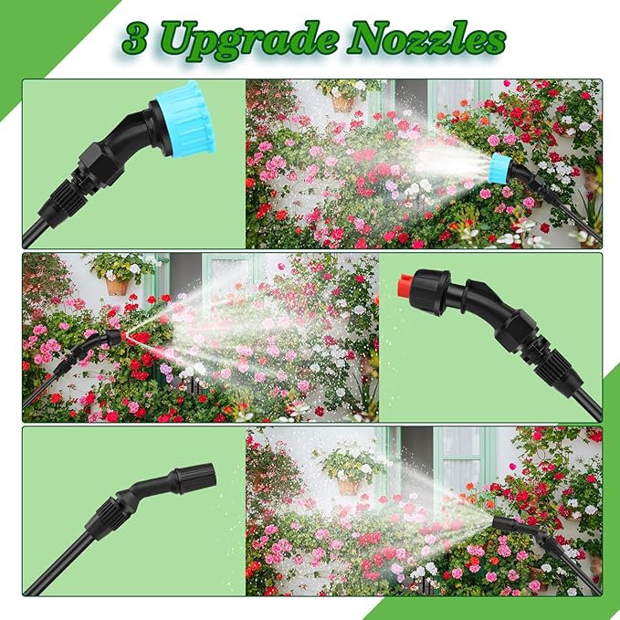 Battery Powered Electric Garden Sprayer, Upgrade Double Wand With USB Rechargeable Handle, 3 Mist Nozzles, Shoulder Strap - 1.35Gallon/5L