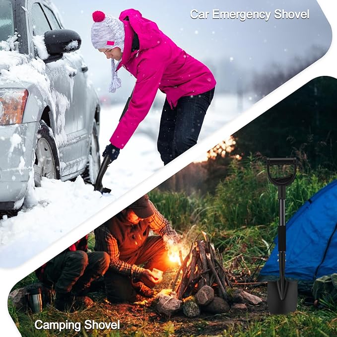 COCONUT 31 Inch Small Garden Shovel, Lightweight Metal Shovel with Black, Padded, Ergonomic D-Grip Handle for Digging, Planting, Camping, Kids, Beach, Garden