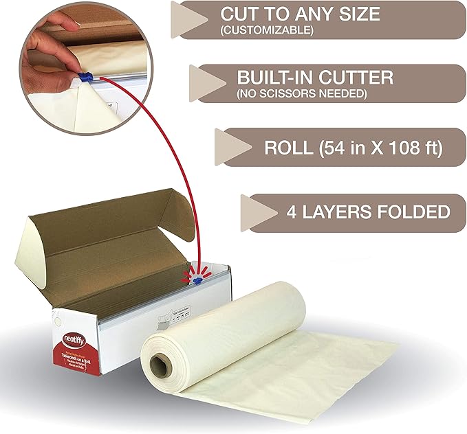 Neatiffy Disposable Plastic Table Cloth Roll | 54 in x 108 Ft Waterproof Tablecloth | Table Cover for Rectangle, Square, Round Oval Tables | Picnic, Party, Banquet, Birthdays, Weddings - Ivory