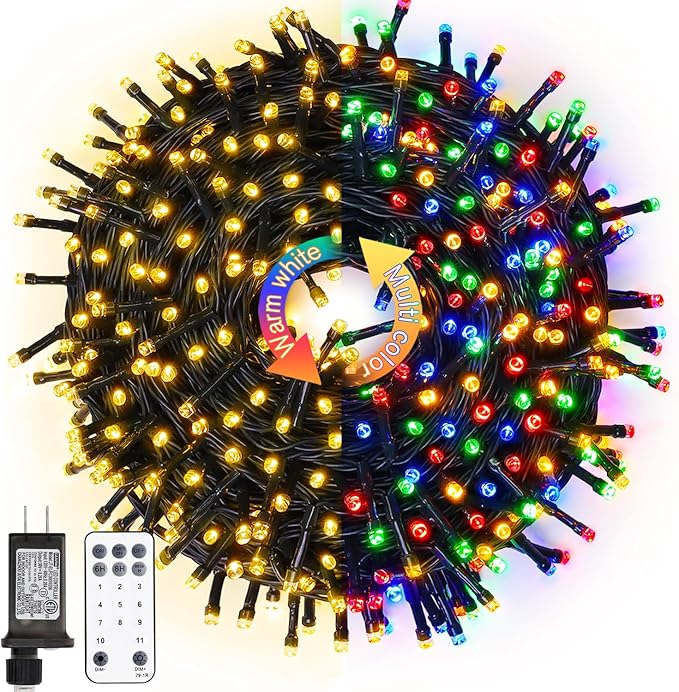 JMEXSUSS Color Changing Christmas Lights, 66ft 200 LED Warm White & Multicolor String Lights Outdoor Waterproof with Remote, Connectable Christmas Tree Lights Plug in for Indoor Xmas Decor
