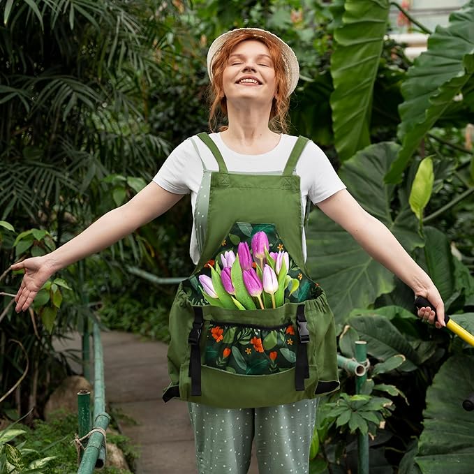 Gardening Apron with Quick Release Pockets for Women and Men, Water Resistant Picking Pouch