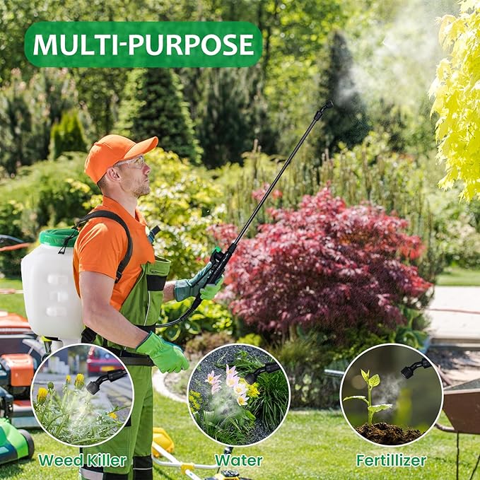 REALWORK 4-Gallon Backpack Sprayer with Padded Shoulder Strap for Pests & Weeds, Watering Garden, and Spraying Plants, in Translucent White