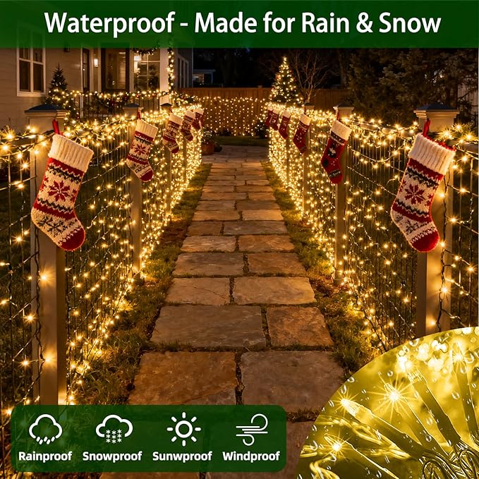 750 LED Chrstmas Lights, 240ft Outdoor Christmas String Lights with 12 Modes, Warm White LED String Lights with Timer Dimmable Waterproof for Tree Fence Garden Xmas Wedding Party Decor WarmWhite