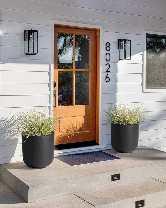 Veradek Round Black Plastic Planter Pots for Indoor/Outdoor Garden Use, with Drainage Holes, Suitable for Small to Large Succulent Plants, Flowers, Modern Interior Plants