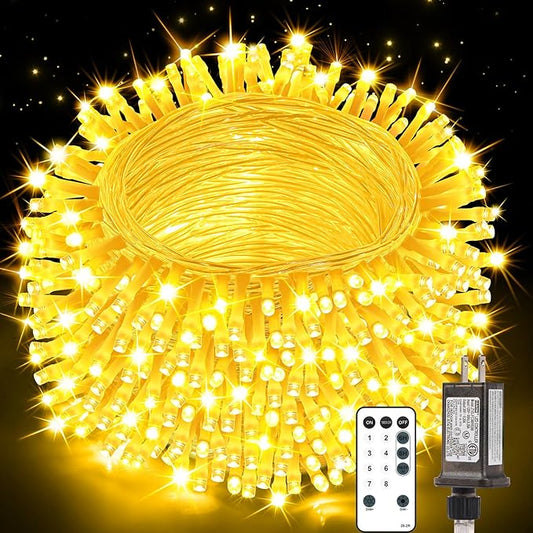 1200 LED 403FT Christmas Lights String Outdoor Indoor, Warm White Xmas Tree Lights, Plug in Twinkle Fairy Light with Remote Timer Dimmable for Room Yard Holiday Party Wedding Camping Decor