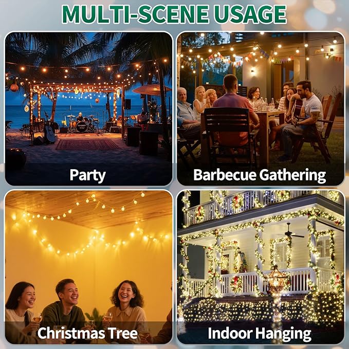 C9 Strawberry Christmas Pathway Lights Outdoor, 20 LED Warm White Outdoor Christmas String Lights with Stakes, 25.7FT Holiday Decorations for Indoor, Outside,Roofline, Backyard, Xmas Decor