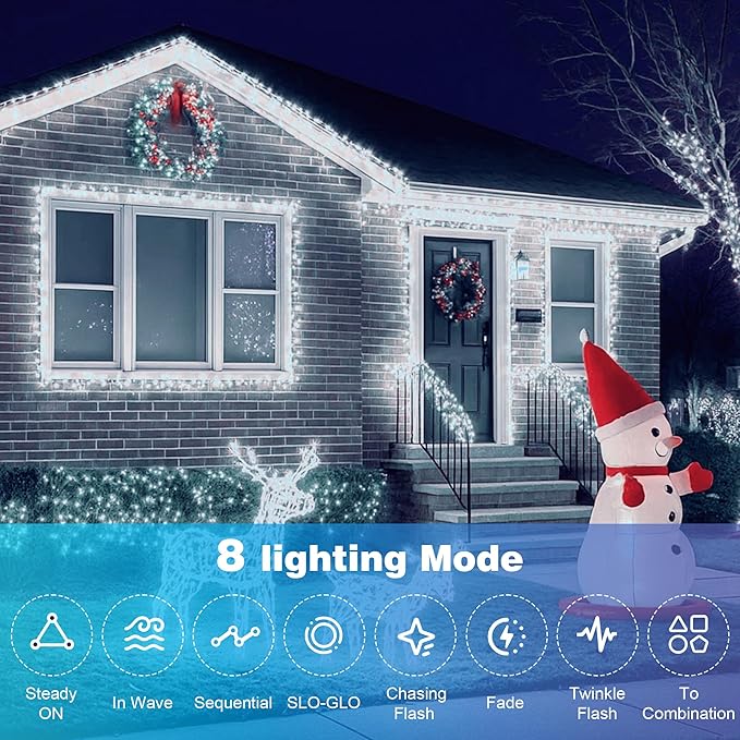 Christmas Lights 800 LED 264 FT, IP67 Waterproof Christmastree Lights with 8 Modes, Remote Control 3 Timers & Memory Function Xmas Decorations for House and Holiday (Cool White)
