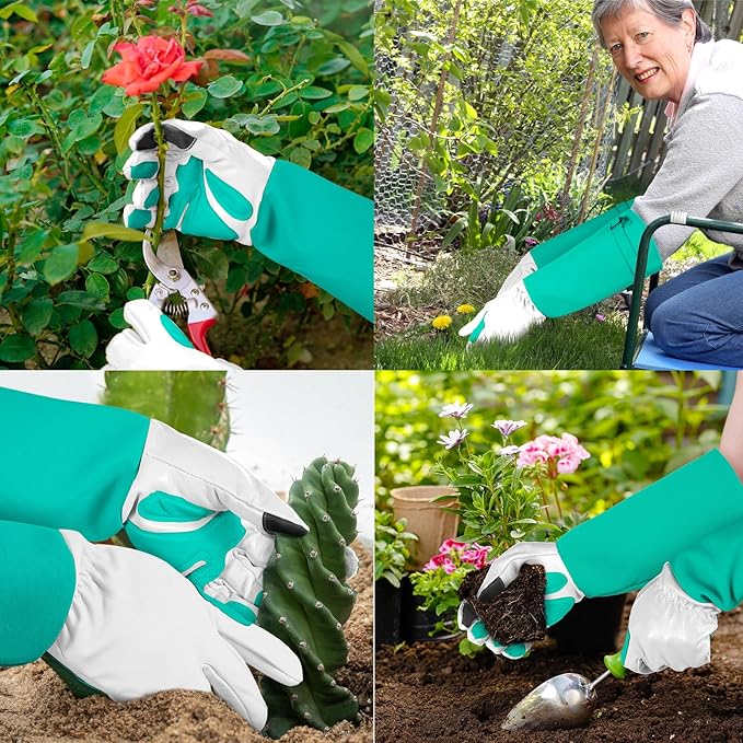 Long-Gardening-Gloves for Women/Men - Thorn Proof Rose Pruning Gloves Heavy Duty Gauntlet-S