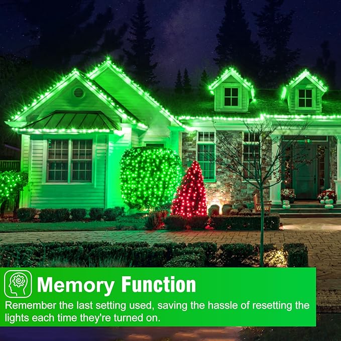 100FT 300 LED Christmas Lights Outdoor, Green Christmas String Lights with 8 Modes, Waterproof Twinkle Tree Lights Green Wire for Patio Indoor House Garden Party Holiday Decorations