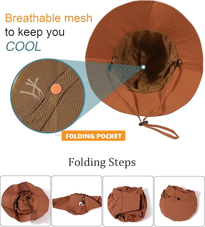 Water-Resistant Sun UPF 50+ Bucket Hat Protection Packable Brimmed Boonie for Women Men Summer Lightweight Hiking Outdoor Cap