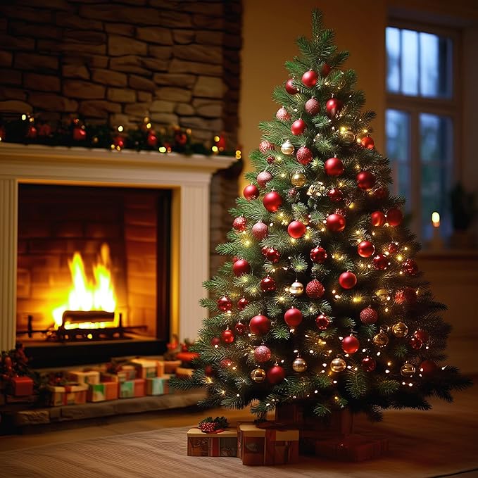 TW SHINE 6FT Smart Pre-Lit Artificial Christmas Tree, 946 Branch 300 LED Christmas Trees with Lights Remote & App &Timer, RGB Color Changing Xmas Tree for Indoor Decorations, Foldable Stand