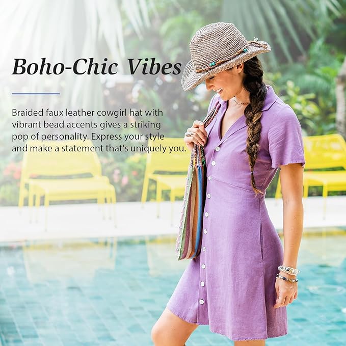 Wallaroo Hat Company Women’s Petite Catalina Cowboy – Natural Fiber, Adjustable Sizing for Smaller Crown Sizes – Chic Sun Hat