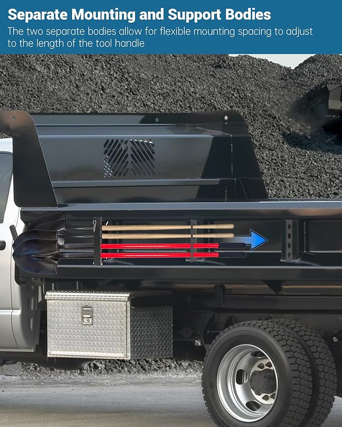 4-Hole Shovel Holder for Truck Bed, Garden Tool Holding Rack, Shovel Rack for Trailer/Truck Accommodates Diameters Up to 1.8" Rakes, Shovels, Other Garden Tools