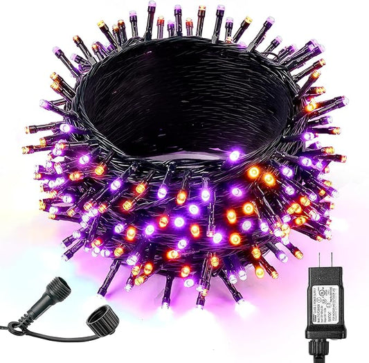 WBao Halloween Lights Orange Purple 500LED 174ft, Super Bright LED Halloween String Lights with UL Certified, 8 Lighting Modes, Timer, Memory & Waterproof for Indoor Outdoor Holiday Party Decorations