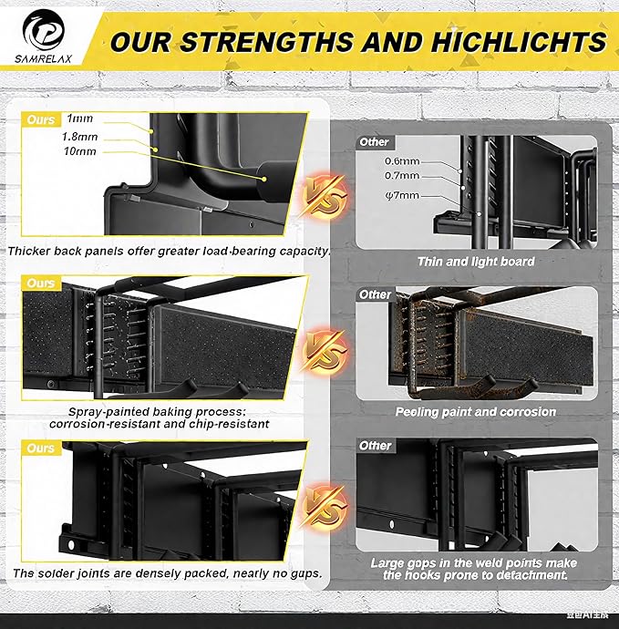 64'' Garage Tool Organizer Wall Mount, 18 PCS Adjustable Garden Tool Hanger Rack, Garage Hooks Heavy Duty, Shovel Holder Wall Mount, Storage Hooks for Hanging in Garage