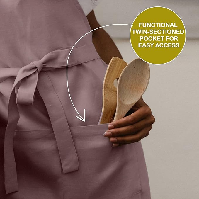 MagicLinen 100% Linen Apron - Cooking, Gardening, Grilling, Painting Apron with Pockets - Perfect for Women and Men