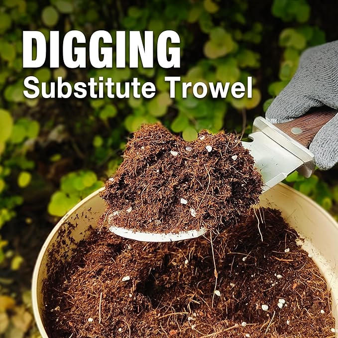 4-in-1 Hori Hori Garden Knife Heavy-Duty Small Gardening Trowel, for Quick Digging, Cutting, Weeding