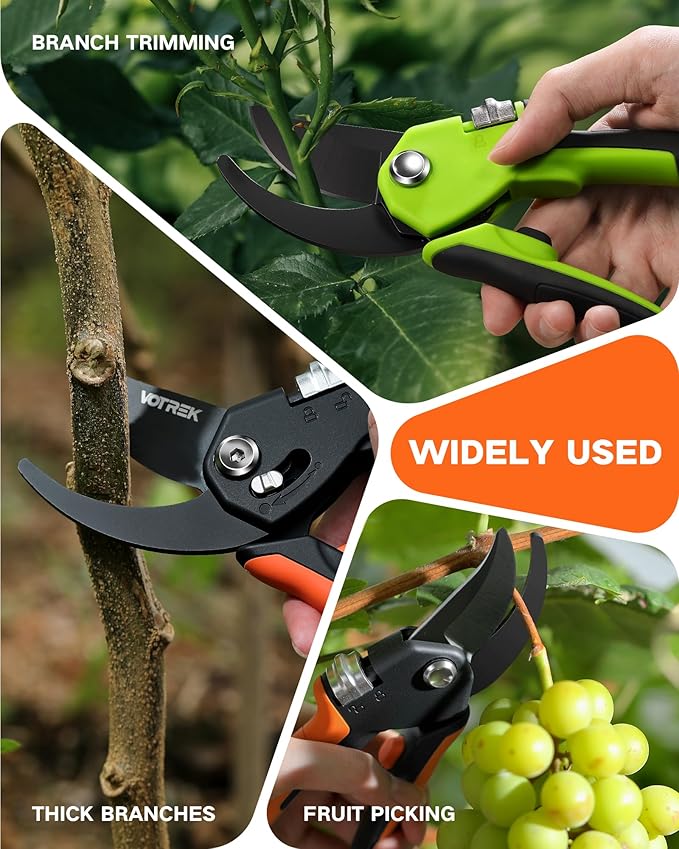 8.5" Pruning Shears for Gardening, 【Unique Stepless Handle Opening】Professional Bypass Garden Clipper for All Hands, SK5 Steel Blades, Heavy Duty Ergonomic Plant Pruners for Branch