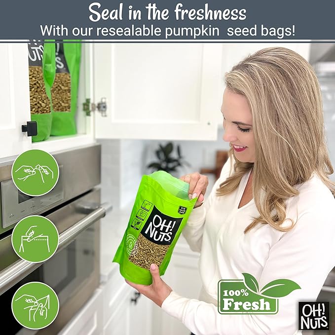 Oh! Nuts Pumpkin Seed Roasted & Salted - 5 lb Bulk Bag - No Shell Pumpkin Seeds - Roasted Seeds - Pepitas Snack Packed Fresh