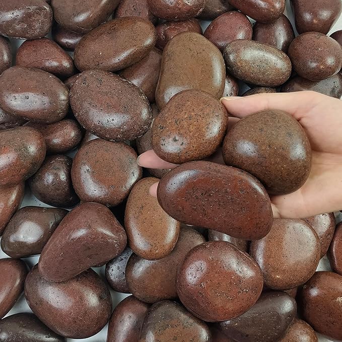 20 lbs Red River Rocks for Garden, 2-3 Inch Polished Pebbles for Indoor Plants, Decorative Rocks Stones for Landscaping, Plants, Vases, Aquariums, Fountains, Pathways and Backyard