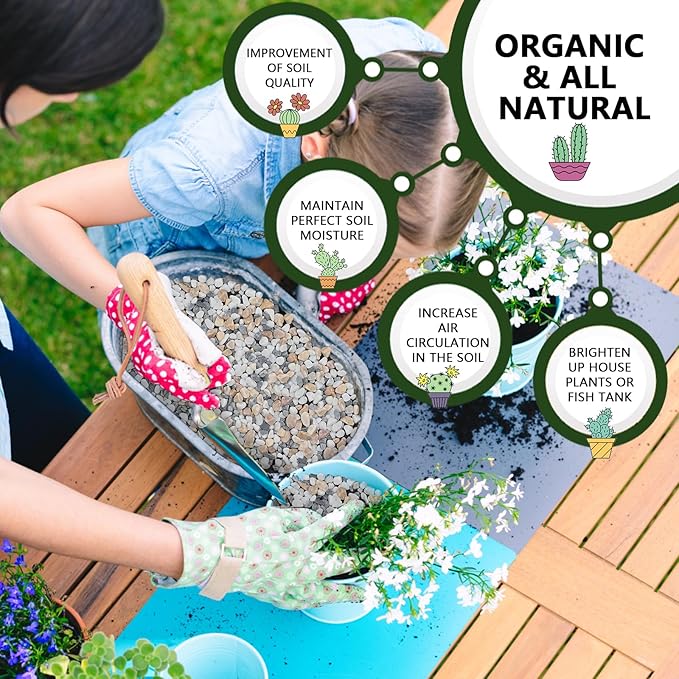 15 LBS GreyMixed Pea Gravel, Natural Succulent and Cactus Gravel Pebbles, Pebbles for Indoor Plants, Natural Gardens Mulching, for Houseplants, for Aquarium Gravel, to Maintain Soil Aeration(4-6mm)