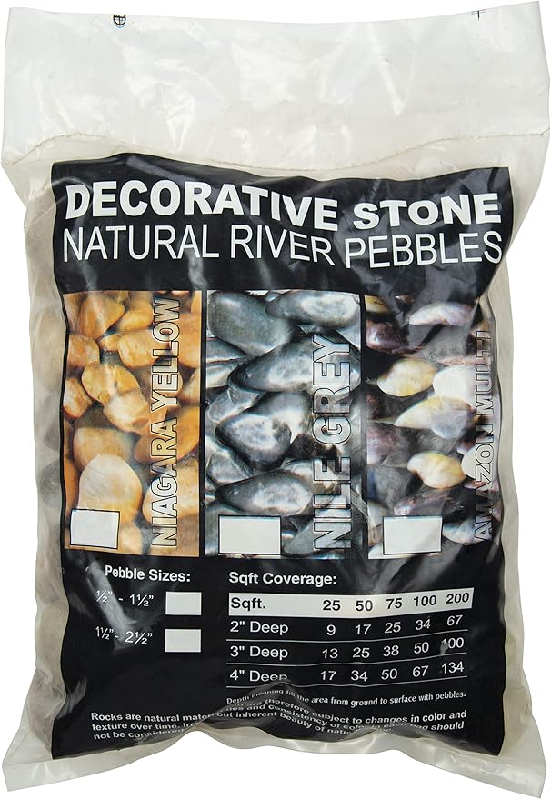 MSI Nile Decorative Polished Gray Pebbles, 1.2 inch - 2.4 inch, 40 lb. Bag (55 Bags/Pallet)