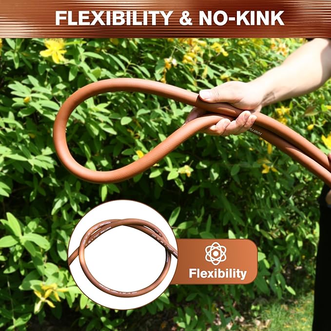 Short Leader Garden Hose 5/8" x 4ft, No Kink Lightweight Water Hose, Hybrid Rubber, Heavy Duty, 650 Burst PSI, Female to Female Fittings