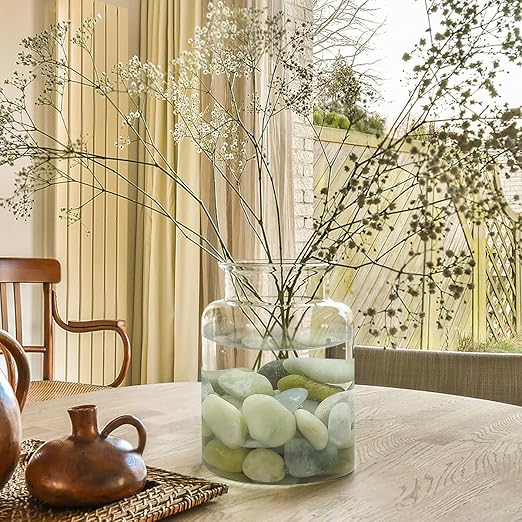 5lbs Jade Pebbles for Indoor Plants, 2-3 Inch Natural River Rocks, High Polished Decorative Stones Vase Filler Fish Tank Aquariums Landscaping Garden Outdoor and Indoor DIY