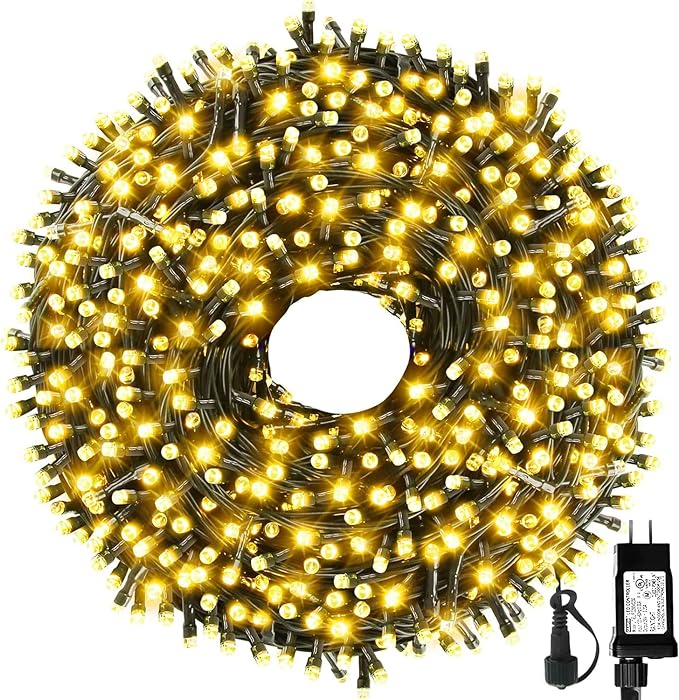105FT 300LEDs Christmas Lights Outdoor Indoor 8 Modes for Christmas Tree Party Decoration, 100% UL Listed (Warm White)