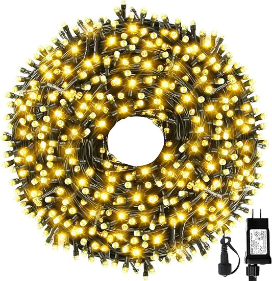 105FT 300LEDs Christmas Lights Outdoor Indoor 8 Modes for Christmas Tree Party Decoration, 100% UL Listed (Warm White)