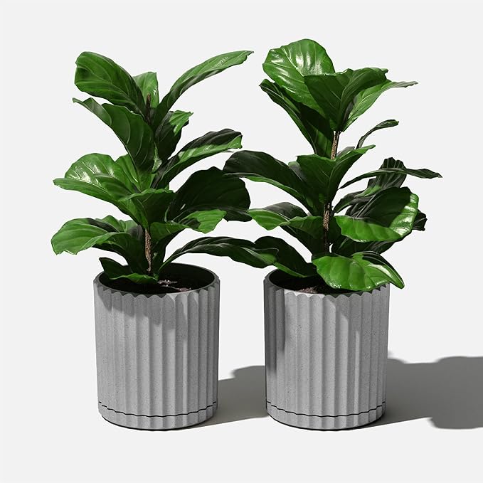 Veradek Demi Series Demi 6" Planter w/Tray - Grey, 2 Pack