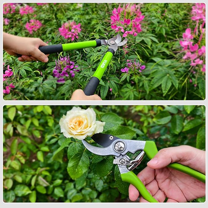 YIAD Loppers for Tree Trimming, Garden Shears Set-Heavy Duty Branch Cutter Pruning Shears Set, Labor Saving and Durable Garden Clippers, Loppers for Gardening Plants, Flowers and Tree Trimmer