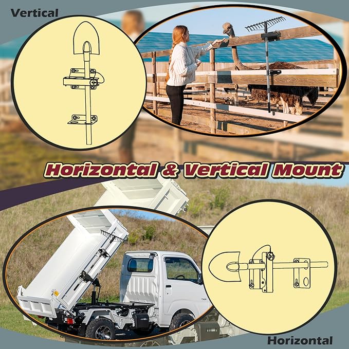 TOPOWN 2-Hole Heavy Duty Shovel Holder for Truck Bed with Double Fixation, Adjustable Landscape Tool Rack Truck Bed Mount for Shovels, Tool Holder for Rakes, Garden Tools, Farm Tools (Bed & Box Mount)