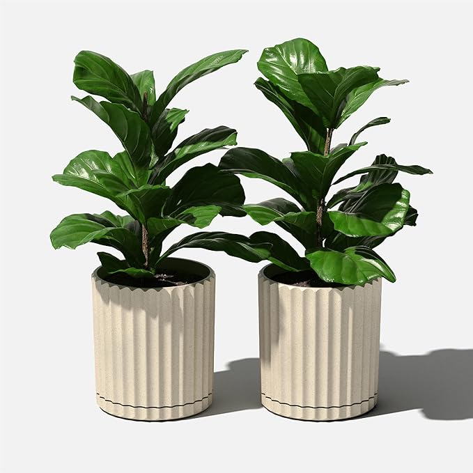 Veradek Demi Series Demi 6" Planter w/Tray - Sand, 2 Pack