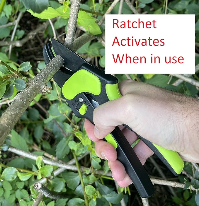 GARDEN GURU 2 in 1 Ratchet Pruning Shears Clippers – 4X Cutting Power – Ratcheting Garden Anvil Pruners Scissors - Ergonomic Grip - Makes Tough Cuts Easy - Great for Seniors & Arthritic Hands