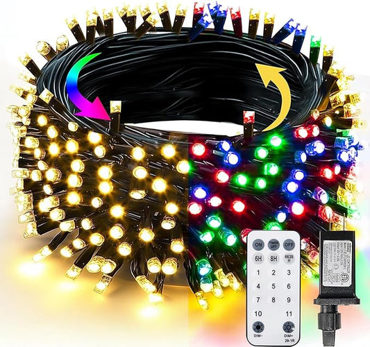 TW SHINE 66FT 200 LED Color Changing Christmas Lights, Warm White & Multi Color Waterproof String Lights with 11 Functions, Remote Christmas Decorations for Indoor Outdoor Party Wedding Garden Decor