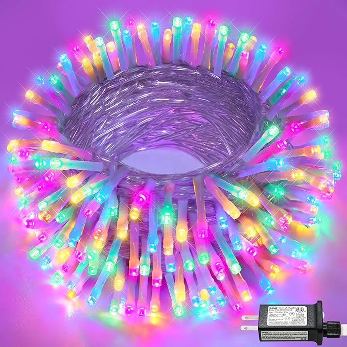 100FT 300 LED Christmas Lights Outdoor, Plug in Christmas String Lights Indoor, Waterproof & 8 Modes & Timer Function, Connectable Fairy Twinkle Light for Bedroom Wedding Decor, Pastel Multicolor
